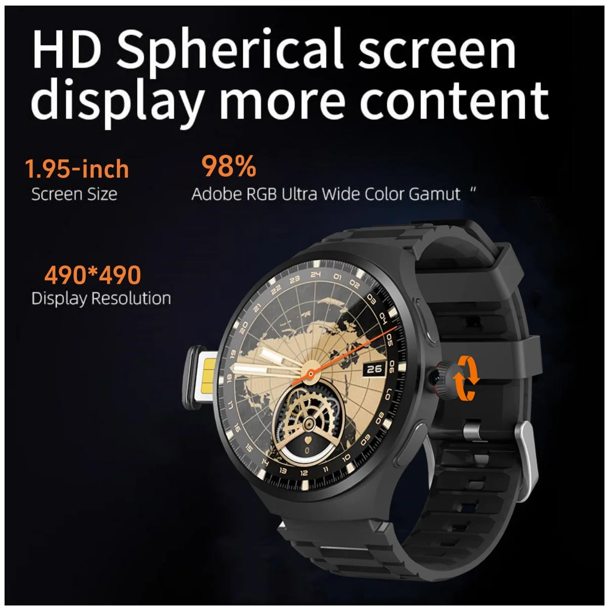 GoldenSpike 4GB+128GB Smart Watch 1.75inch Amoled Smartwatch With 180° Rotary Camera GPS Position WIFI Sim Card Slot Video Call