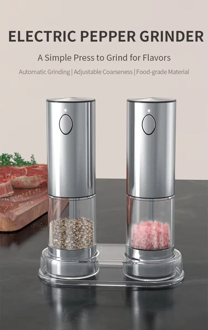 1/2pcs Automatic Pepper Grinder Salt And Pepper Grinder USB Rechargeable Adjustable Coarseness Spice Mill for Kitchen Tool