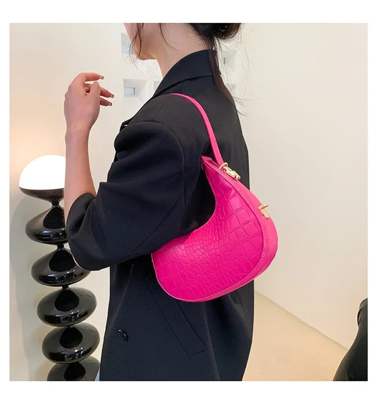 Fashion Luxury Design PU Leather Shoulder Bag Women Small Clutch Handbag Purse Female Underarm Bag Travel Totes shoulder bag RELUX.STORE