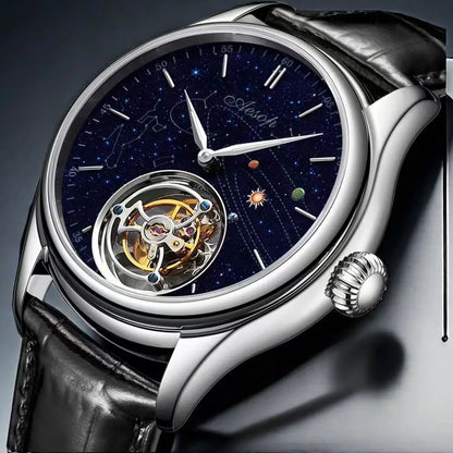 AESOP Mens Luxury Real Flying Tourbillon Mechanical Sapphire Waterproof Watch Skeleton Watches for Men Wristwatches Male 2025 A