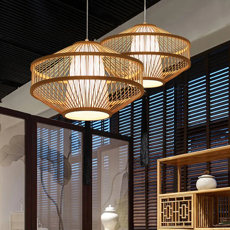 New Chinese Style Bamboo Chandelier Restaurant Lamps Creative Features Restaurant Bar Hot Pot Restaurant Tea House Pentent Lamp