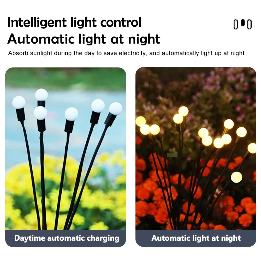 10 LED Solar Garden Lights Powered Firefly Lights Outdoor Waterproof Vibrant Garden Lights for Patio Pathway Decoration,Warm RELUX.STORE