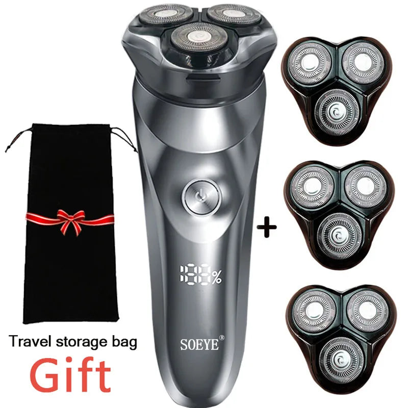 Electric Shaver for Men'S Electric Shaver Smart Razor for Beard Timmer IPX7 Waterproof Wet and Dry Shaving Machine Men Shaver