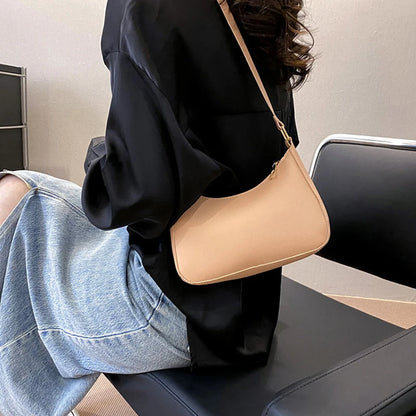 Retro Solid Color PU Leather Shoulder Underarm Bag Women's Fashion Handbags Hobos Purses and Handbag Ladies Crossbody Bags