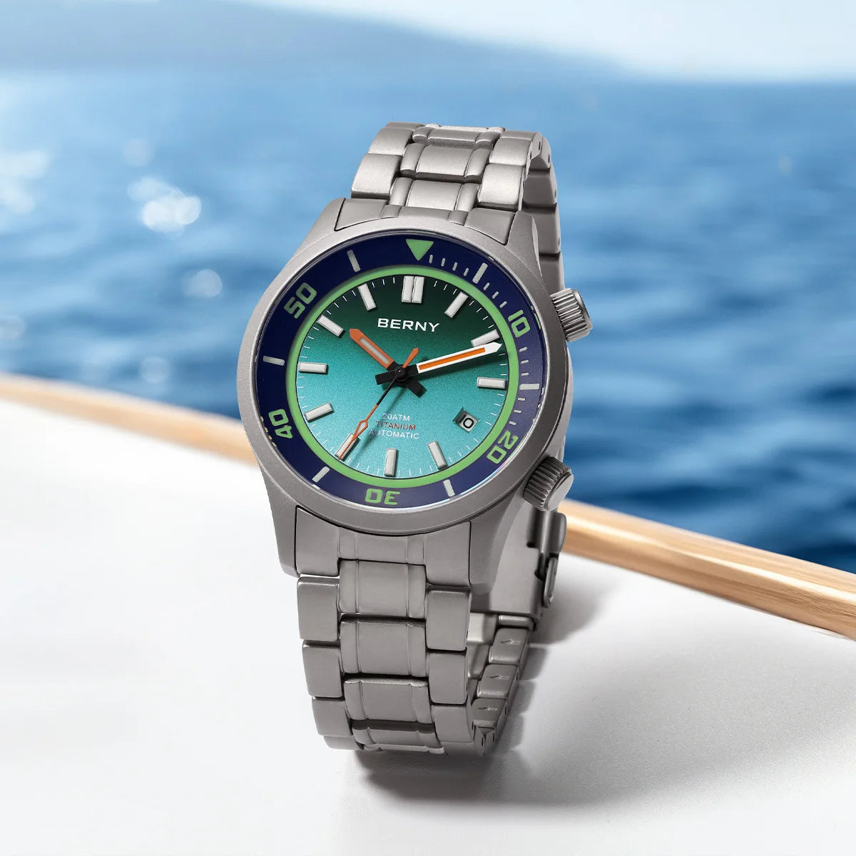 BERNY Automatic Titanium Diver Watch for Men Supper Luminous Sappire AR coated Miyota 8215 20ATM Mechanical Diving Men's Watches
