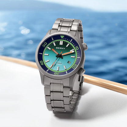 BERNY Automatic Titanium Diver Watch for Men Supper Luminous Sappire AR coated Miyota 8215 20ATM Mechanical Diving Men's Watches