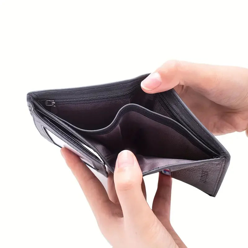 men's wallet Genuine Leather Wallets For Men Coin Purse Vintage Vertical Short  Credit Card Holder Money Bag Men's RFID wallet