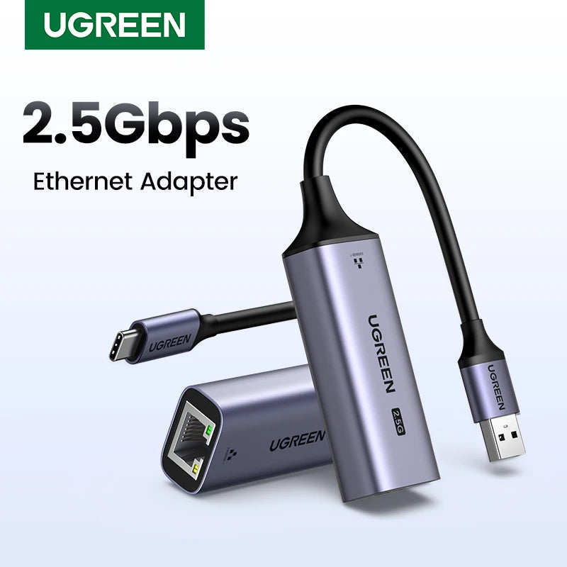 USB Ethernet Adapter 2.5G 2500Mbps USB3.0 Network Card for Laptop PC NAS Server Windows Mac OS USB-A/C Internet Adapter