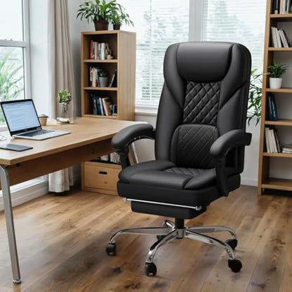 Office Chairs Big &Tall Office Chair, High Back Leather Chair with Footrest, Reclining Ergonomic Executive Suppo Office Chairs
