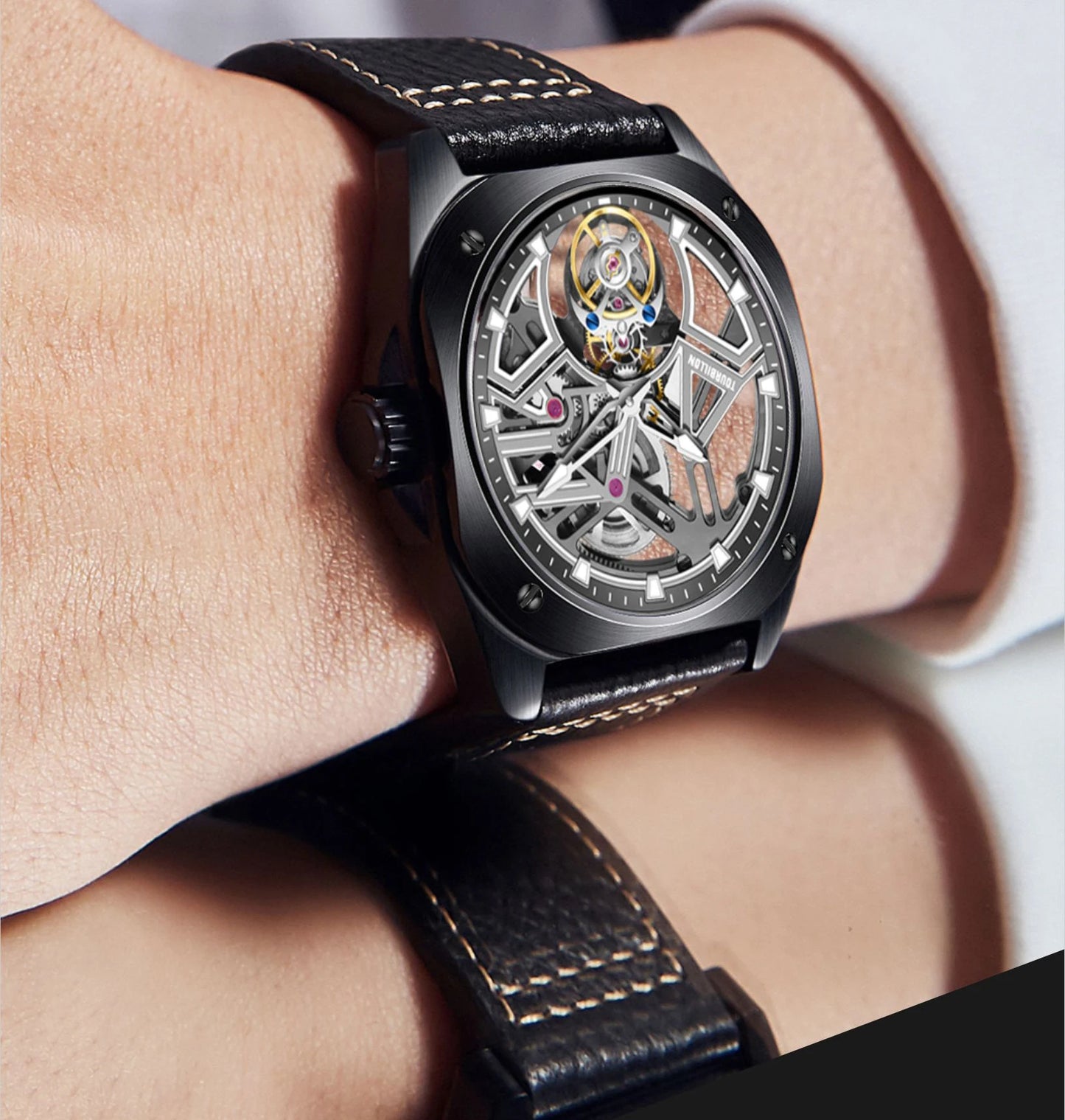 AESOP Tourbillon Watches For Men Mechanical Fashion Watch Waterproof Skeleton Tourbillon Movement Sapphire Mirror Official Store