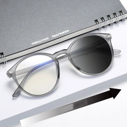 Photochromic Anti Blue Rays Computer Glasses Women Vintage Round Frame Gaming Glasses Men Anti Eyestrain Light Blocking Eyewear RELUX.STORE