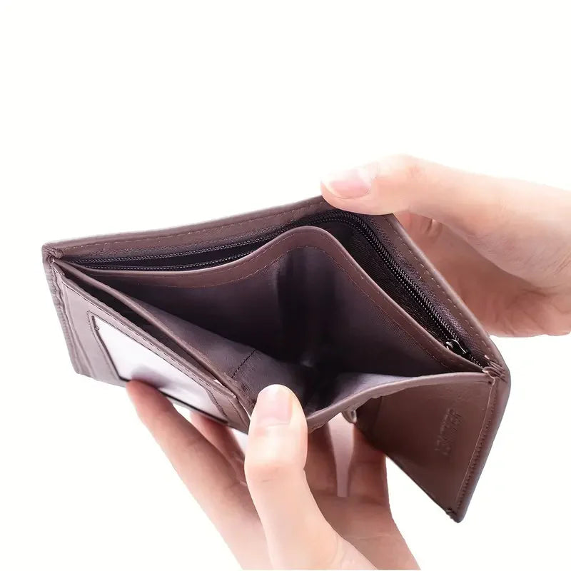 men's wallet Genuine Leather Wallets For Men Coin Purse Vintage Vertical Short  Credit Card Holder Money Bag Men's RFID wallet