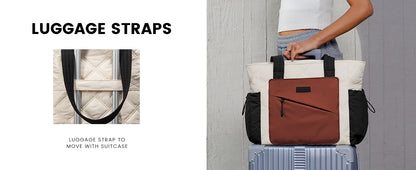 LOVEVOOK Tote Bag for Women, Puffer Bag and Work Bags with Zipper for Travel, Daily, School, Quilted Nurse Shoulder, 2pcs