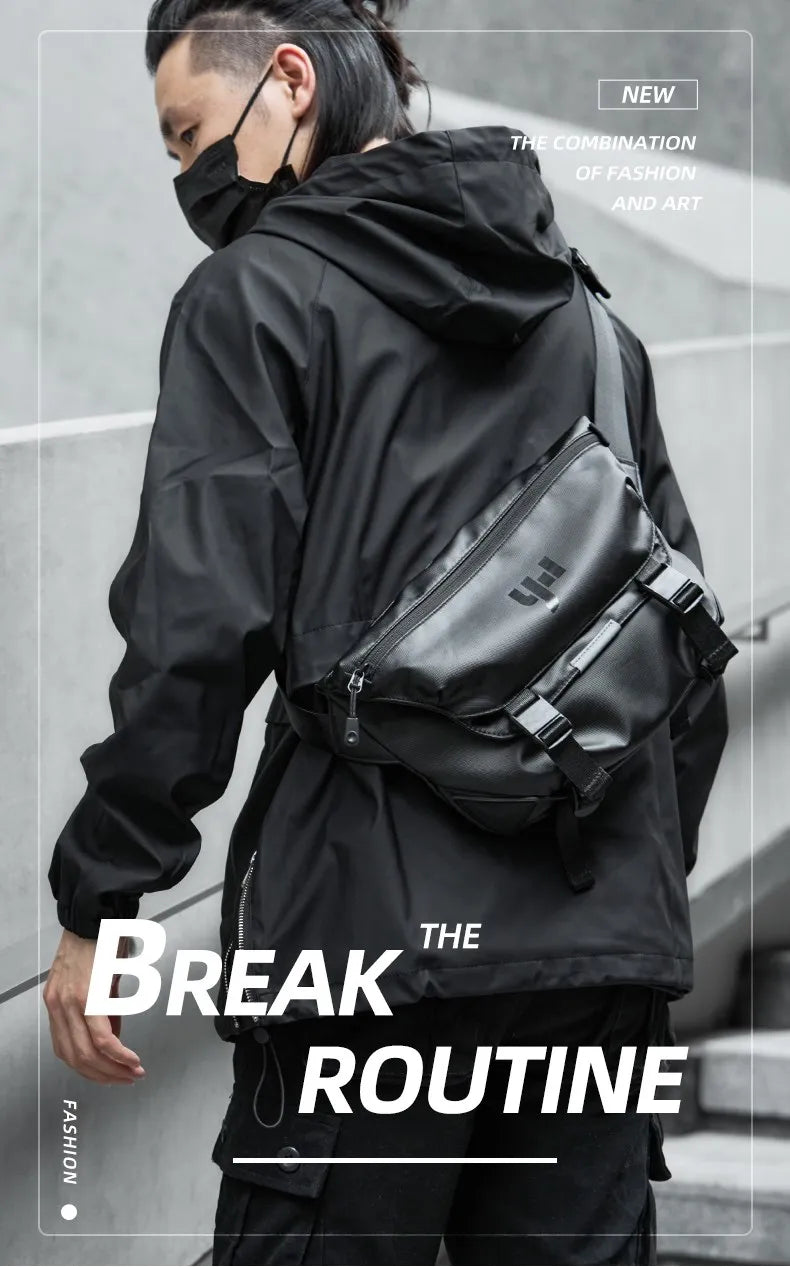 Ins Korean Style Men Waterproof Magnetic Buckle Crossbody Messenger Bag Daily Outdoor Travel Cycling iPad Camera Shoulder Bag