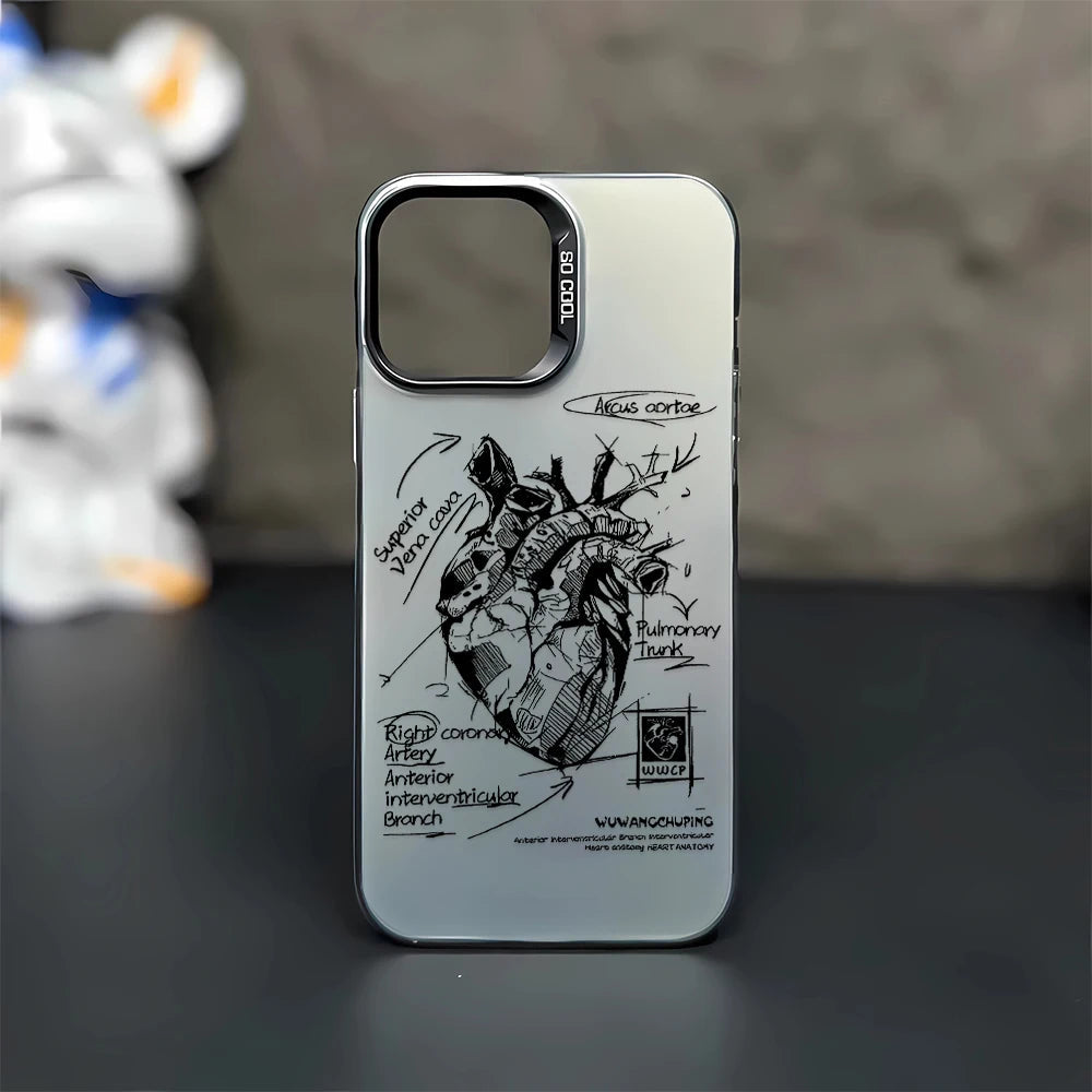 Creative Cardiovascular model Heart Medical Phone Case For iPhone 15 Pro Max 11 12 13 14 16 Pro XS XR 7 8 Plus Anti-drop Cover RELUX.STORE