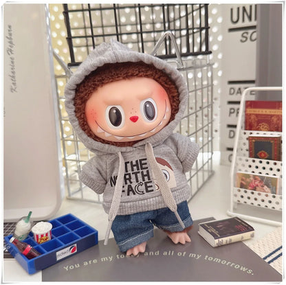 15/17cm Labubu V1 V2 Doll Clothing Fashion Hoodie and Pants Set Korean Idol Trendy DIY Doll Clothing Accessories Toy Gift
