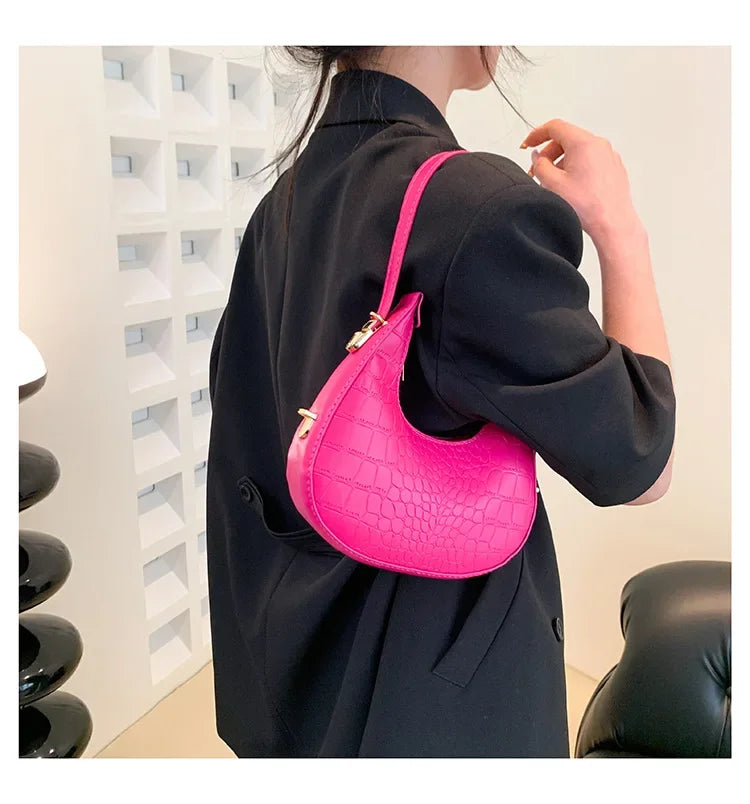 Fashion Luxury Design PU Leather Shoulder Bag Women Small Clutch Handbag Purse Female Underarm Bag Travel Totes shoulder bag RELUX.STORE