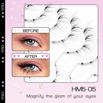 10Pairs Bottom Eyelashes Manga Lower Lashes Clear Band Wispy Small Flame Under Eye Lashes Korean Makeup Cosplay Tools RELUX.STORE