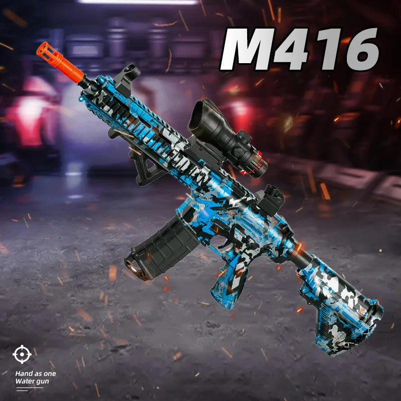 لعبة مسدس M416 في الهواء الطلق، مسدس كهربائي، لعبة إطلاق رصاصة هلامية، لعبة كرة ماء صيفية تفاعلية للآباء والأطفال