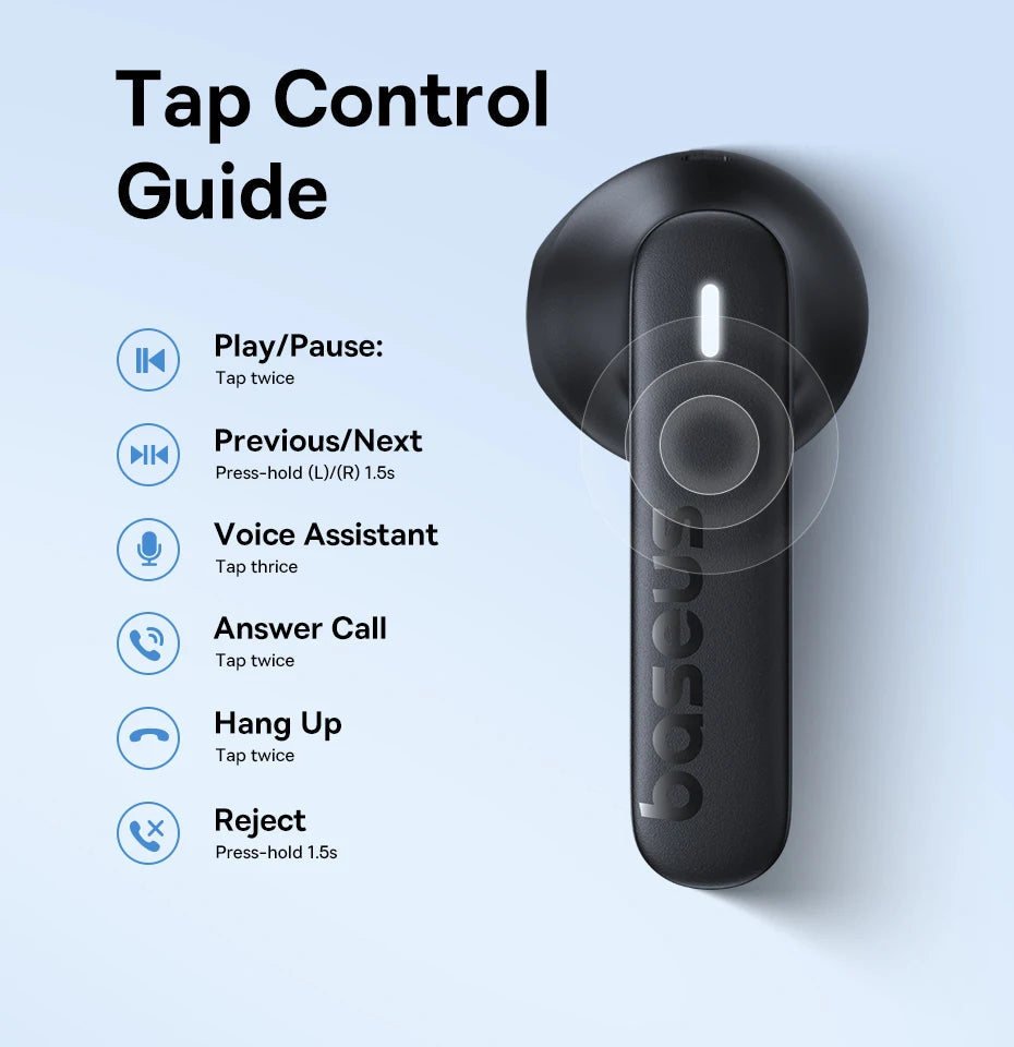 Baseus Bowie E16 Wireless Earphones Bluetooth 5.3 TWS Earbuds IPX4 Waterproof Earphone 30H Playtime 13mm Driver HIFI Headphones RELUX.STORE