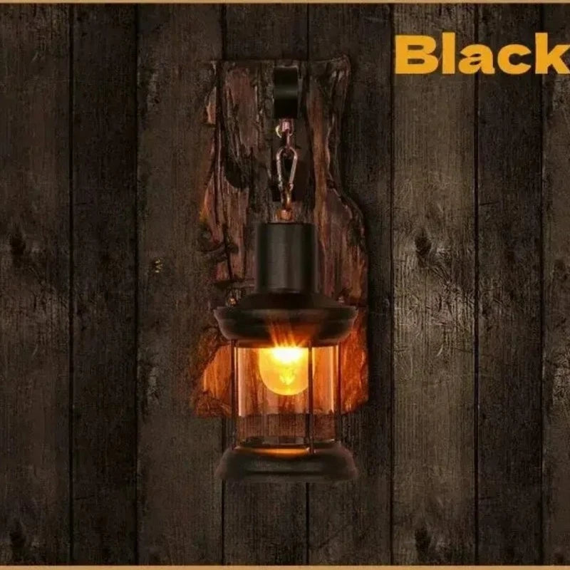 Antique New Style Industrial Wood Wall Sconce Light Rustic Wall Lamp Decorate Wall Light Iron Metal Art For Bar Loft Corridor