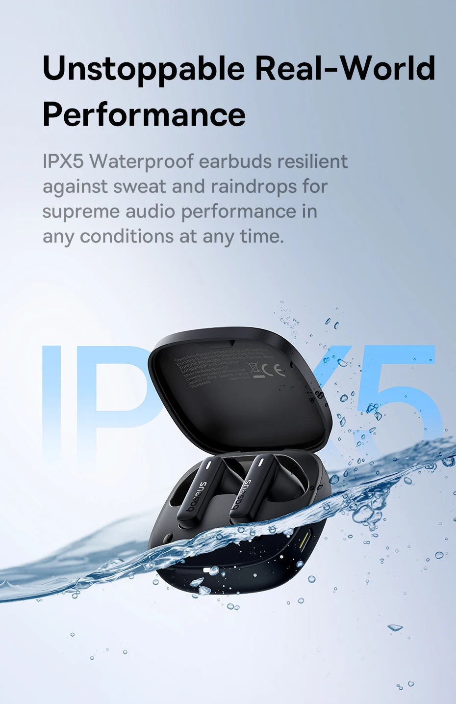 Baseus Bowie E19 Wireless Earphones Bluetooth 5.3 Big Bass 12mm Drivers IPX5 Waterproof Earbuds 33Hrs Battery Life Headphones RELUX.STORE