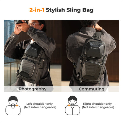 K&F Concept 10L Camera Sling Bag Hardshell Photographers Shoulder Bag Crossbody Backpack Camera Bag For Sony Canon Nikon DSLR