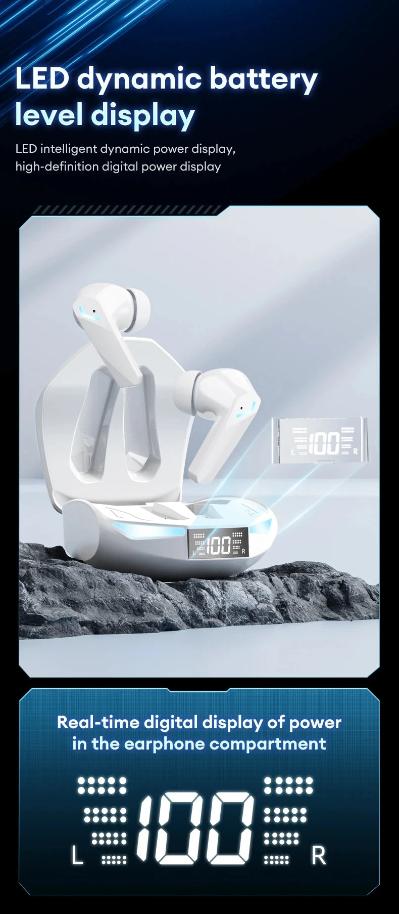 Lenovo XT53 Wireless Upgrade Bluetooth 5.4 Earphones Ultra Long Endurance Low Latency Gaming Headset LED Digital Display Earbuds RELUX.STORE