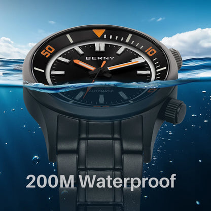 BERNY Automatic Titanium Diver Watch for Men Supper Luminous Sappire AR coated Miyota 8215 20ATM Mechanical Diving Men's Watches