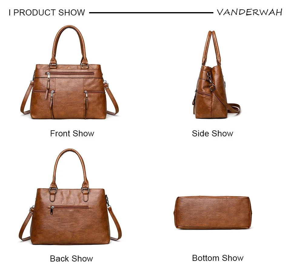 Elegant Handbag for Women High Quality Leather Top-Handle Bags Purse Ladies Shoulder Crossbody Bag Large Casual Tote 2025 Hot RELUX.STORE
