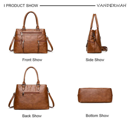 Elegant Handbag for Women High Quality Leather Top-Handle Bags Purse Ladies Shoulder Crossbody Bag Large Casual Tote 2025 Hot RELUX.STORE