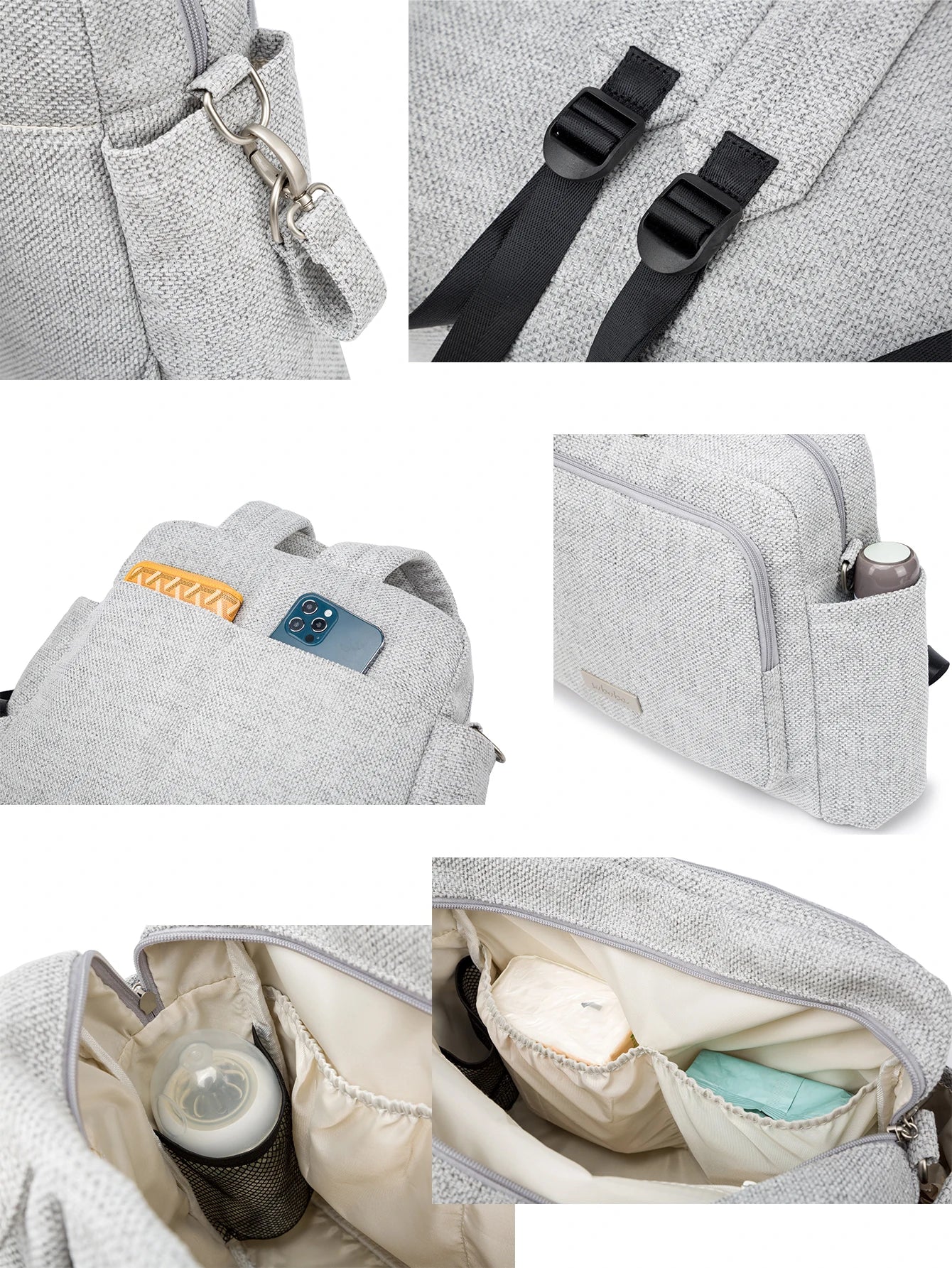 Soboba 2023 New Diaper Bags for Mother Waterproof Large Capacity Solid Polyester Diaper Backpacks Travel Bag for Newborn Baby