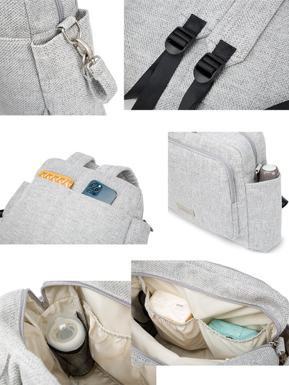 Soboba 2023 New Diaper Bags for Mother Waterproof Large Capacity Solid Polyester Diaper Backpacks Travel Bag for Newborn Baby
