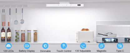 WILLED 5W Dimmable Night Light 3 Colors Adjustable Makeup Light with 2500mAh Rechargeable Under Cabinet for Closet Bedside Desk