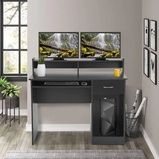 Office Desk, Computer Desk with Drawers Keyboard Tray 43" Study Writing Desks for Home with Storage Shelves, Desks