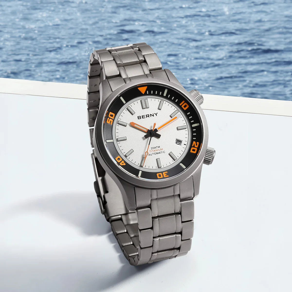BERNY Automatic Titanium Diver Watch for Men Supper Luminous Sappire AR coated Miyota 8215 20ATM Mechanical Diving Men's Watches