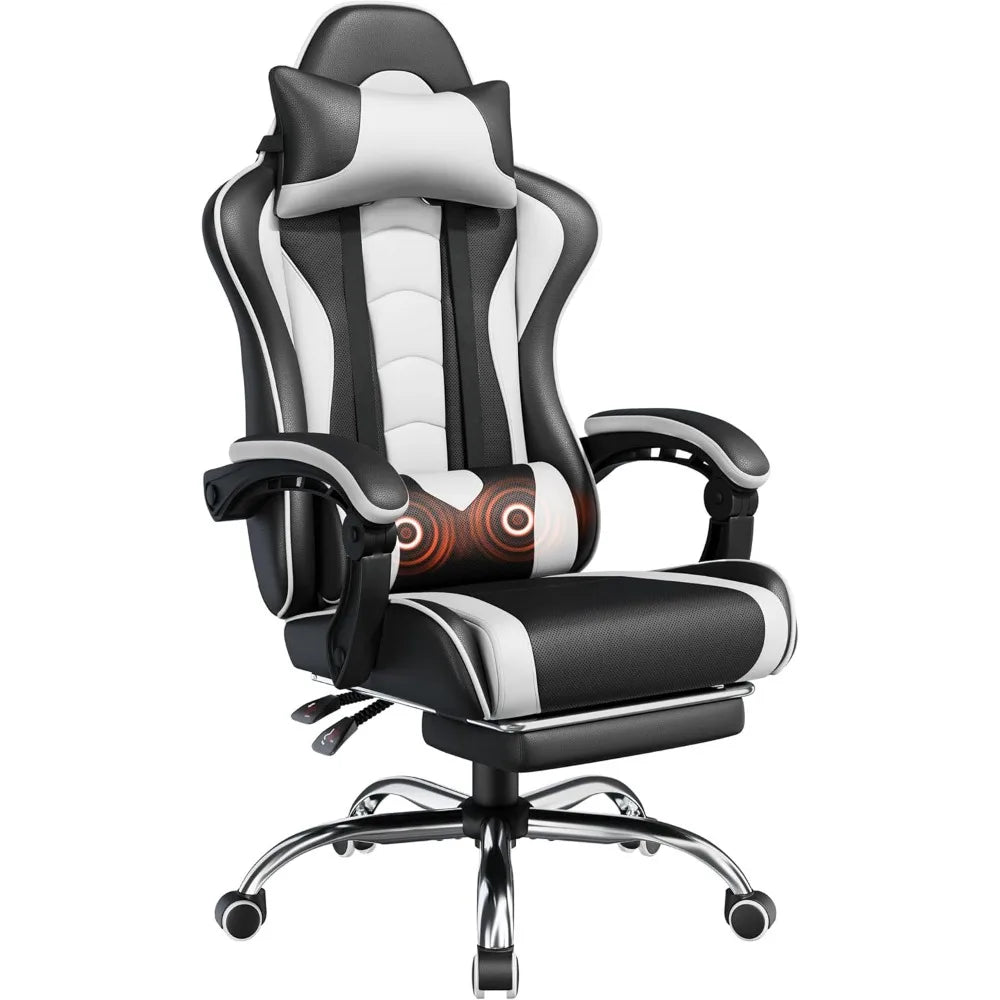 Office Chair, Chair w/ Massage Lumbar Support & Footrest Height  Adjustable Ergonomic w/ Swivel Seat & Headrest, Office Chair