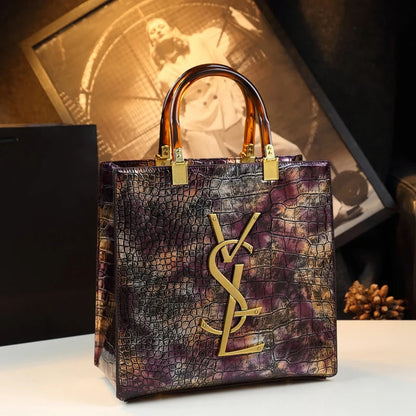 2025 New Arrival All-match Crocodile Pattern Atmospheric Middle-aged Women's Bag Large Capacity Portable Tote Bag Handbags RELUX.STORE