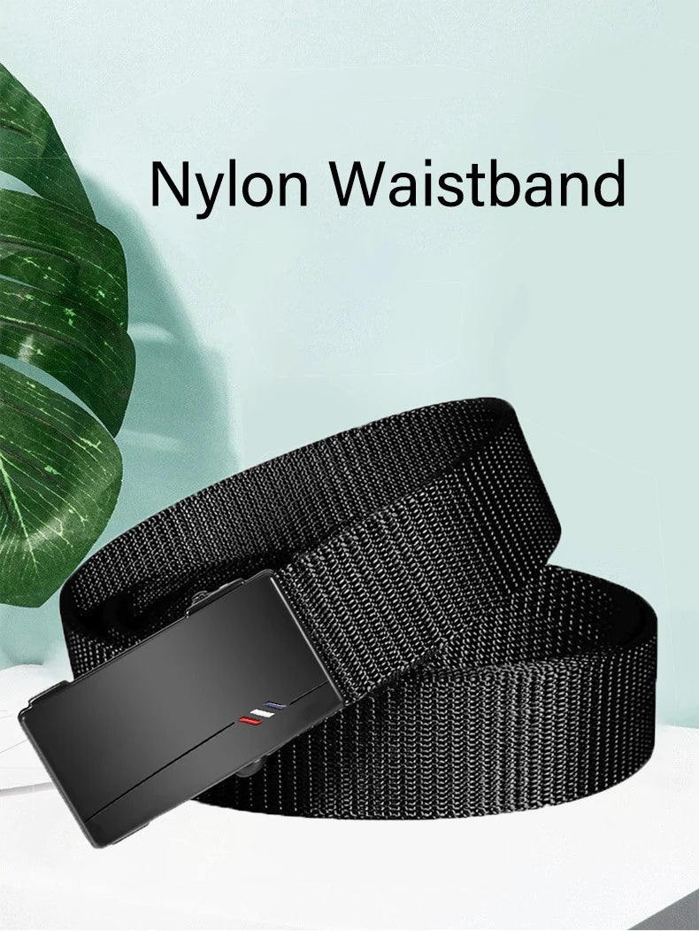 Casual Men's Nylon Belt Woven Canvas Breathable Automatic Buckle Belt For Men Outdoor Sports Strap Fashion Jeans Belt RELUX.STORE