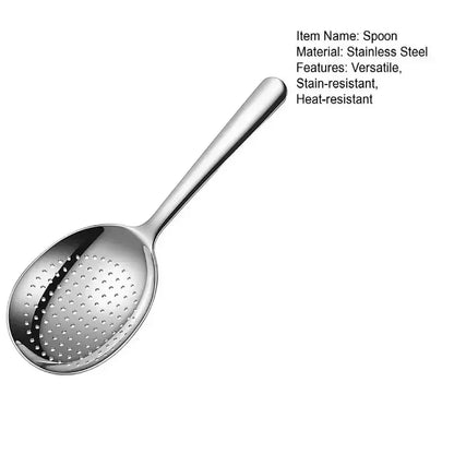1Pc Stainless Steel Ladles For Serving Soup Rice Serving Spoon Drain Hole Heat Insulated Handle Kitchen Utensils For Daily Use