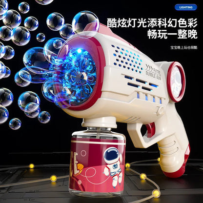 New Porous Astronaut Electric Bubble Gun Kid Toy Bubbles Machine Automatic Soap Blower with Light Summer Outdoor Party Games toy RELUX.STORE