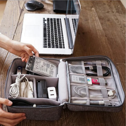 Handheld Digital Bag Multifunctional Large Capacity Moistureproof Mesh Earphone Charger Data Cable USB Travel Protective Case1PC