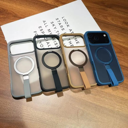 Luxury Matte Hand Wrist Strap Phone Case for for Magsafe iPhone 17 16 15 14 Plus 13 12 Pro Max 11 Magnetic Holder Stand Cover RELUX.STORE