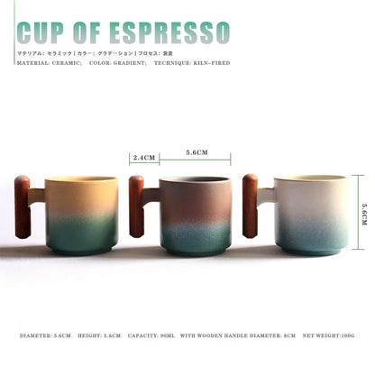 Handmade Ceramic Coffee Mug with Wooden Handle - Retro Tea Cup, Office Water Cup Filter Design, Unique Birthday Gift