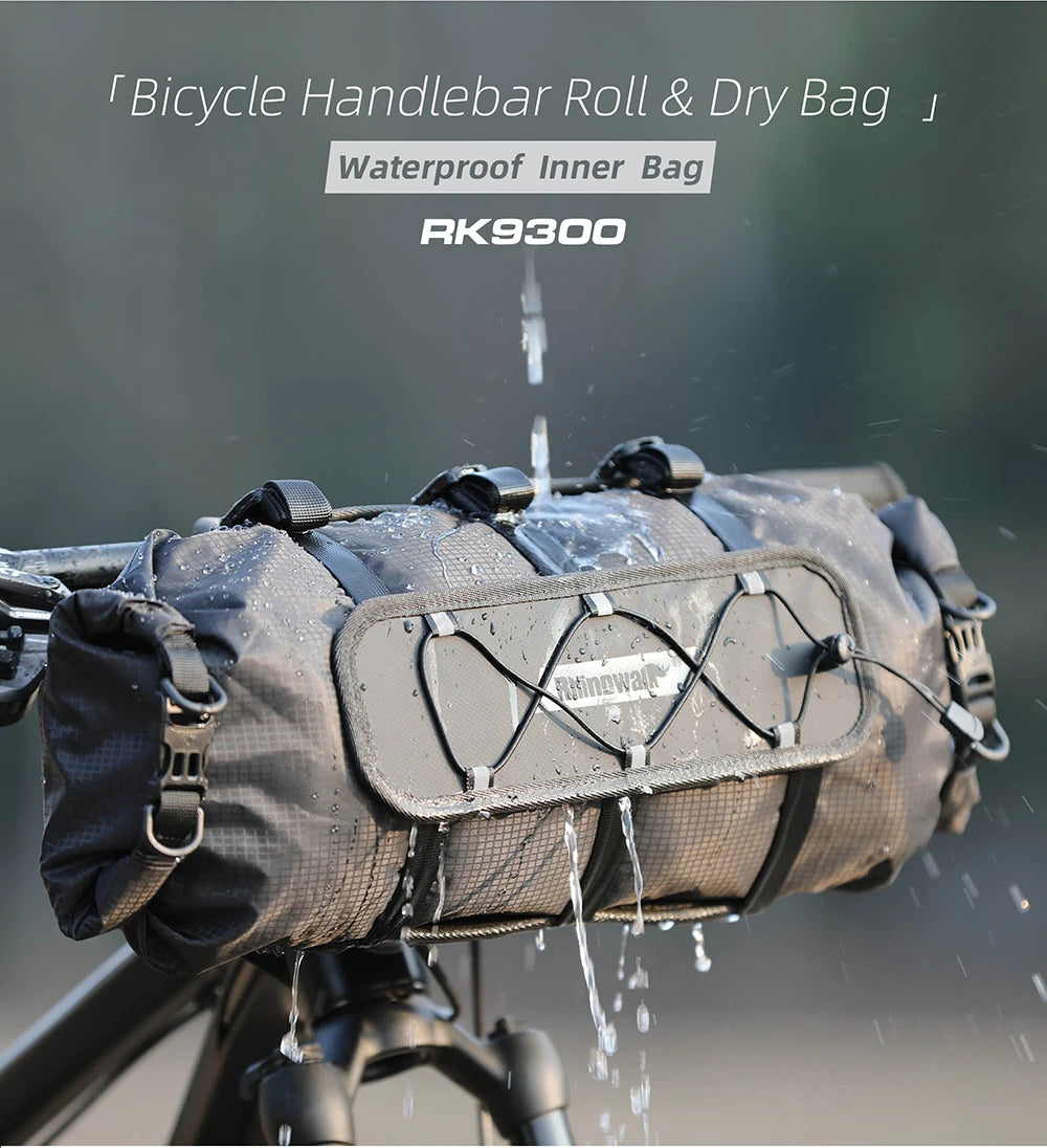 Rhinowalk Bicycle Handlebar Bag 12L Waterproof Bike Mounts Set Bike Bag Base With Replaceable Inner Dry Bag Luggage Storage