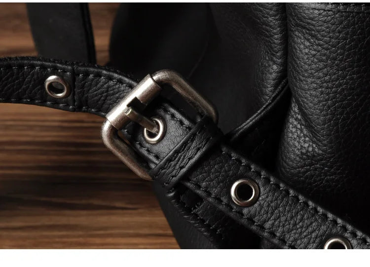 High Quality Fashion Genuine Leather Backpack Men Bagpack Student School Bag Backpack daily male Rucksack large Knapsack Black