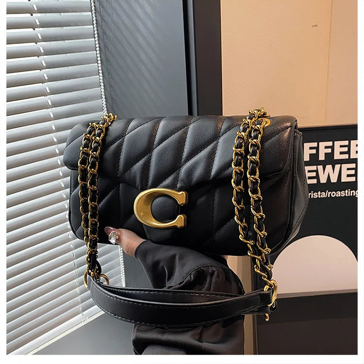 Luxury Fashion Women's Chain Handbag PU Leather Girls Shoulder Messenger Bag Brand lightweight Commuting Bag Tassel Square Bag RELUX.STORE