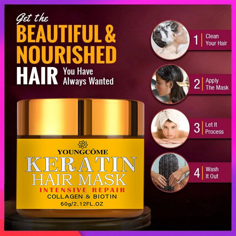 Hair Repairs Hair Mask Biotin Collagen Keratin Treatment Hairs Conditioner Hair Essential Oil Nourishing for Dry Damaged RELUX.STORE