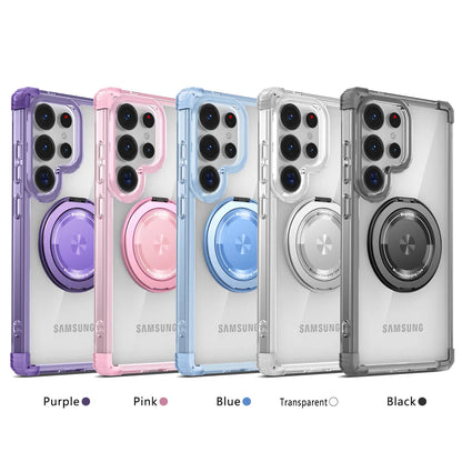 Rotating Magnetic Folding Stand Transparent Phone Case for Samsung S25 Edge S24 S23 Plus FE S21 Ultra Armor Shockproof Cover RELUX.STORE