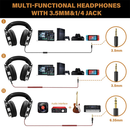 Oneodio Wired Headphones Professional Studio DJ Headphone With Microphone Over Ear Hi-Res Headset Monitoring For Music Phone RELUX.STORE
